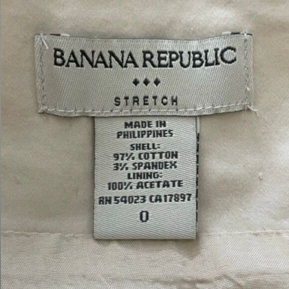 Banana Republic Chino Mini Skirt Tan Knit Double Front Pleat Side Zip Lined 0 - Picture 3 of 6